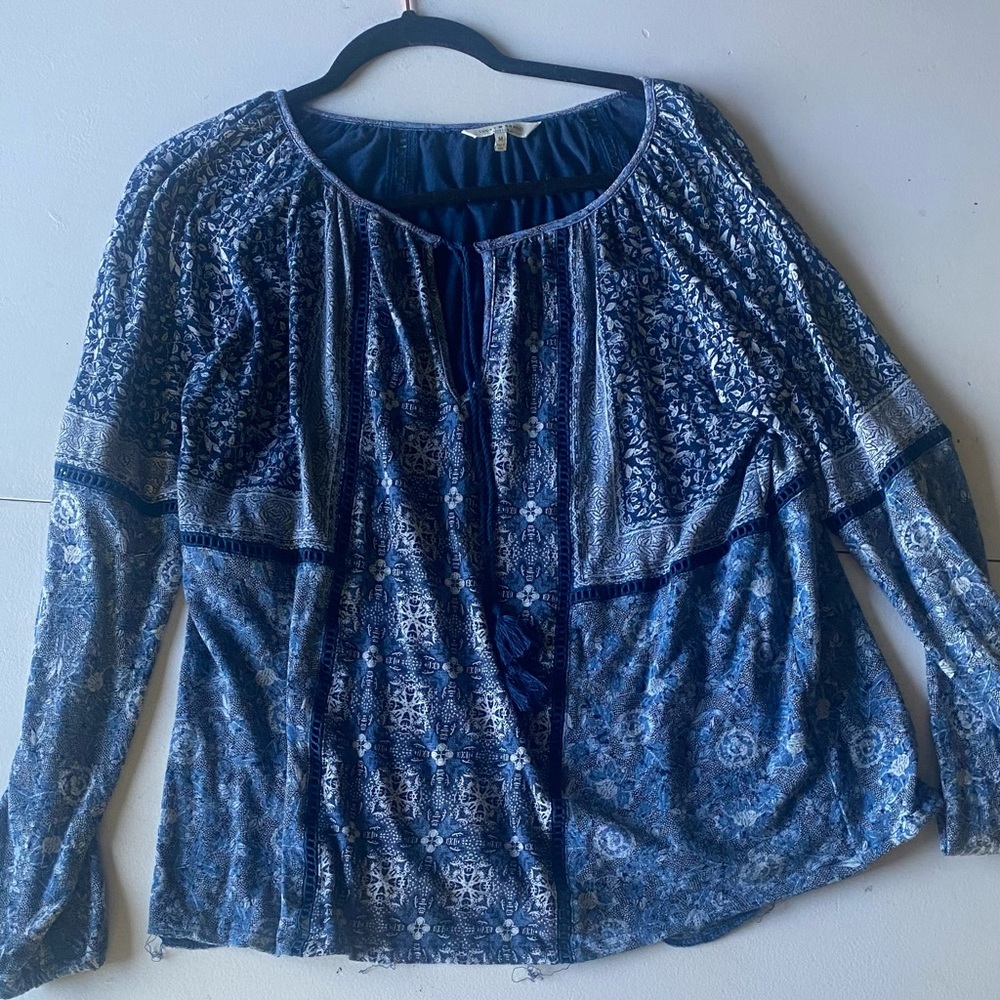 Lucky Brand Patterned Long Sleeve Flowy Shirt